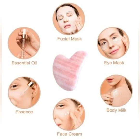 NWT Gua Sha Pink Quartz Facial Tool Massage - Picture 2 of 11